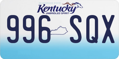 KY license plate 996SQX