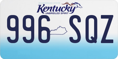 KY license plate 996SQZ
