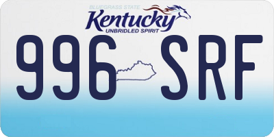 KY license plate 996SRF