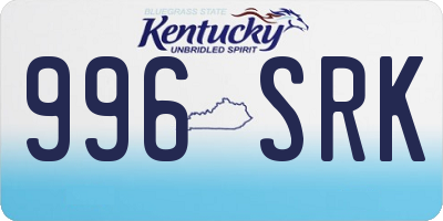 KY license plate 996SRK