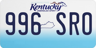 KY license plate 996SRO