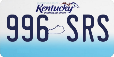 KY license plate 996SRS