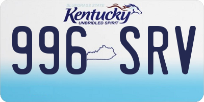 KY license plate 996SRV