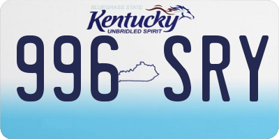 KY license plate 996SRY