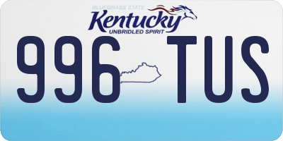 KY license plate 996TUS