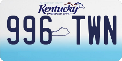 KY license plate 996TWN