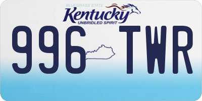 KY license plate 996TWR
