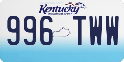 KY license plate 996TWW
