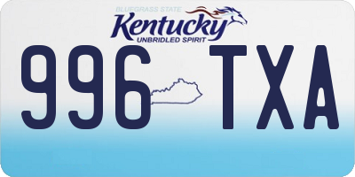 KY license plate 996TXA