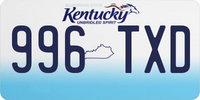 KY license plate 996TXD