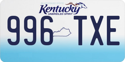 KY license plate 996TXE
