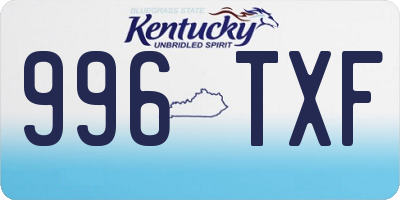 KY license plate 996TXF