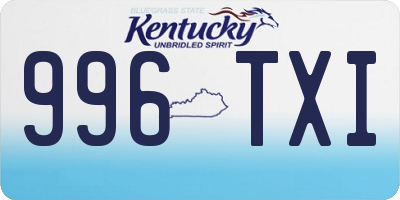 KY license plate 996TXI
