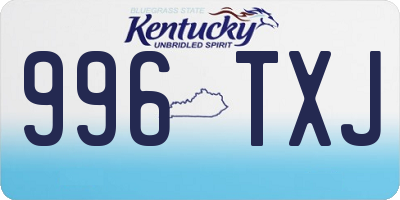 KY license plate 996TXJ
