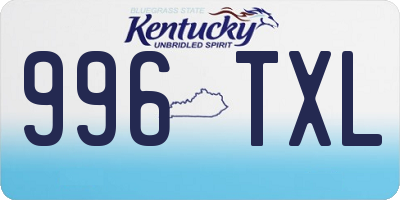 KY license plate 996TXL