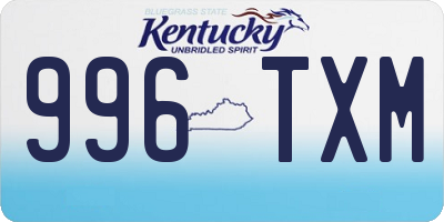 KY license plate 996TXM