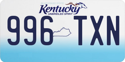 KY license plate 996TXN