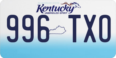 KY license plate 996TXO