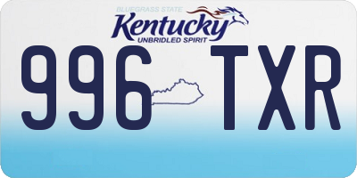 KY license plate 996TXR