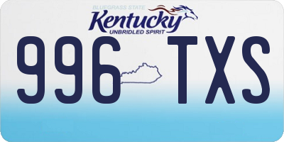 KY license plate 996TXS