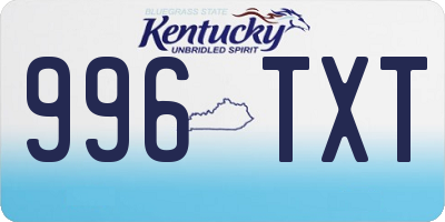 KY license plate 996TXT
