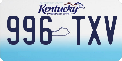 KY license plate 996TXV