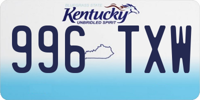 KY license plate 996TXW