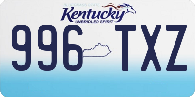 KY license plate 996TXZ