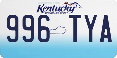 KY license plate 996TYA