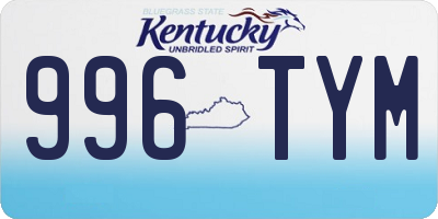 KY license plate 996TYM