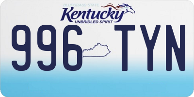 KY license plate 996TYN