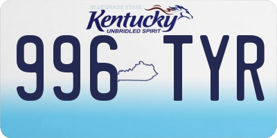 KY license plate 996TYR