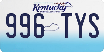KY license plate 996TYS