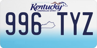 KY license plate 996TYZ