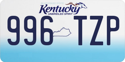 KY license plate 996TZP
