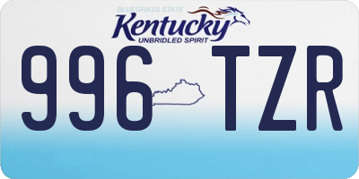KY license plate 996TZR