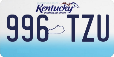 KY license plate 996TZU