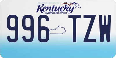 KY license plate 996TZW