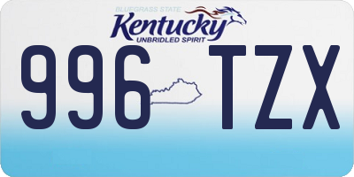 KY license plate 996TZX