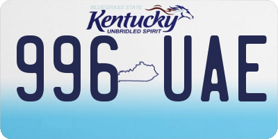 KY license plate 996UAE