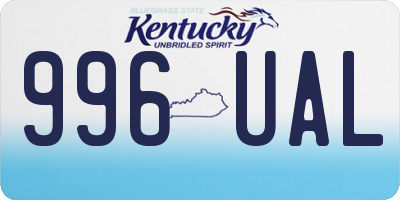 KY license plate 996UAL
