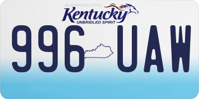 KY license plate 996UAW