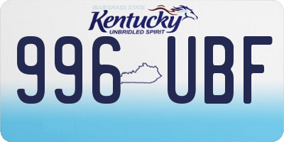 KY license plate 996UBF