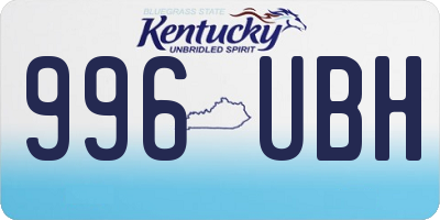 KY license plate 996UBH