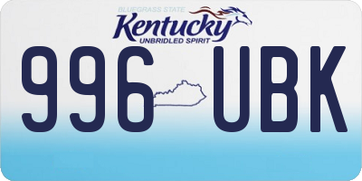 KY license plate 996UBK