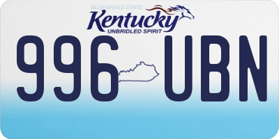 KY license plate 996UBN
