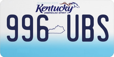 KY license plate 996UBS