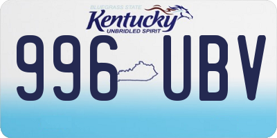 KY license plate 996UBV