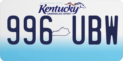 KY license plate 996UBW