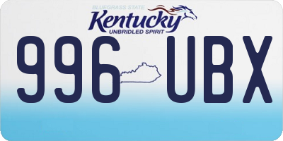 KY license plate 996UBX